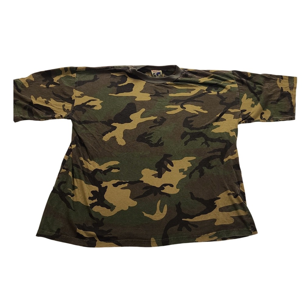 Claudio Nucci Men's XL Camouflage T-Shirt Short Sleeve Green Brown Woodland Camo
